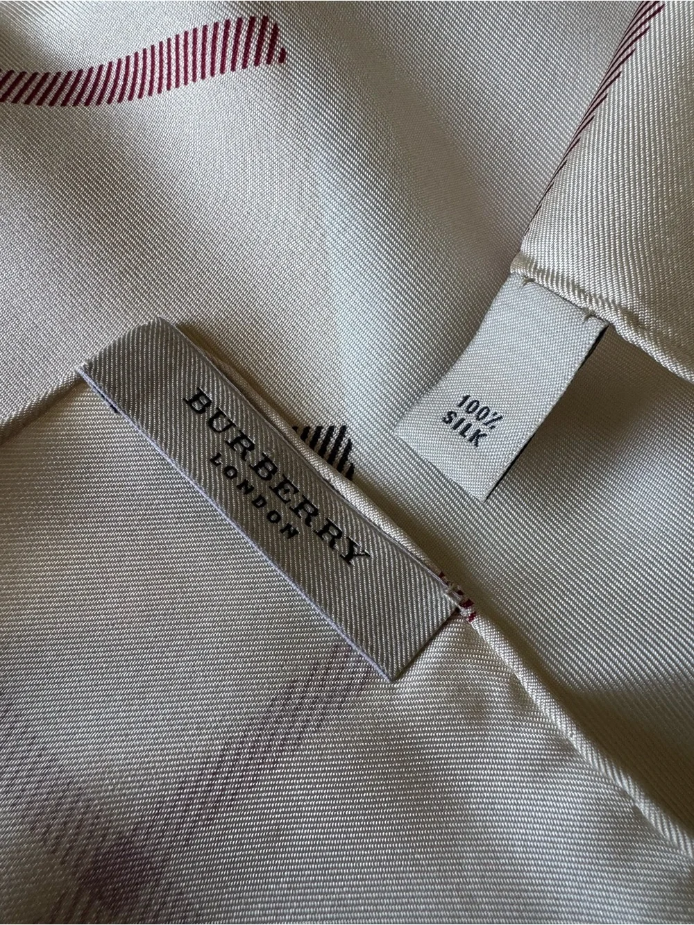 Burberry Beige Plaid Silk Square Scarf